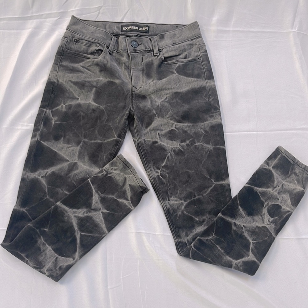 Brand Express black/grey tie die mid rise legging with 5 pockets